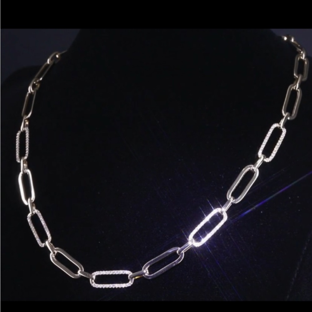 Diamond Paperclip Necklace in 14K Yellow Gold - Picture 6 of 7